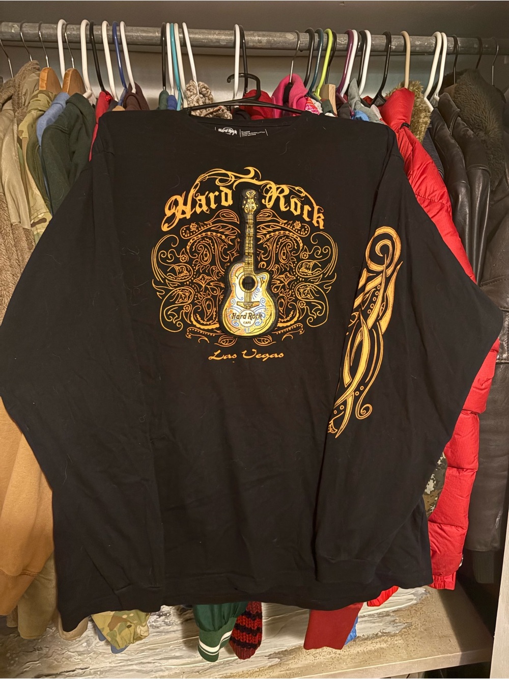 Hard Rock Cafe Black Long-Sleeve Guitar Graphic Tee